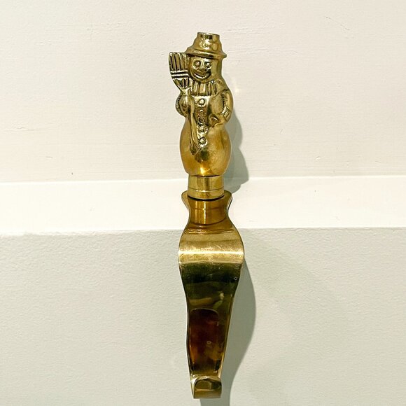 Vintage Brass Snowman Stocking Hanger Hook - Picture 1 of 4